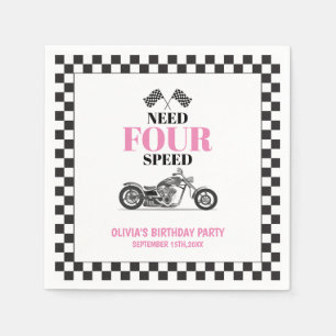 Need Four Speed Pink Heavy Bike Fourth Birthday  Napkin
