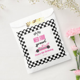 Need Four Speed Pink Race Car 4th Birthday Party Favour Bag