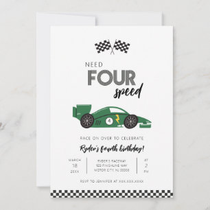 Need Four Speed Race Car Birthday Invitation