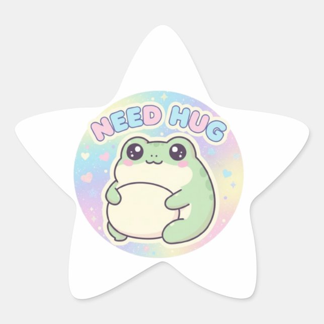Need Hug Frog Sticker Cute Self Hug Frog Kawaii Ae (Front)