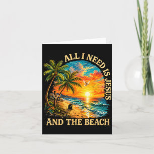 Need Is Jesus And The Beach Retro Christian Summer Card