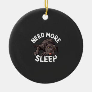 Need More Sleep Bulldog Illustration for Dog Ceramic Ornament