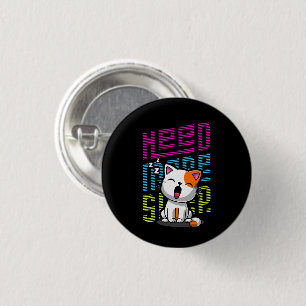 Need more Sleep Funny Cat cute yawn expression 1 Inch Round Button
