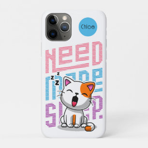 Need more Sleep   Funny Cat cute yawn expression iPhone 11 Pro Case