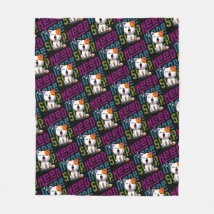 Need more Sleep   Funny Cat cute yawn expression Fleece Blanket