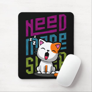 Need more Sleep   Funny Cat cute yawn expression Mouse Pad