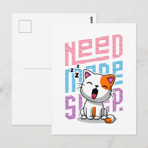 Need more Sleep Funny Cat cute yawn expression Postcard