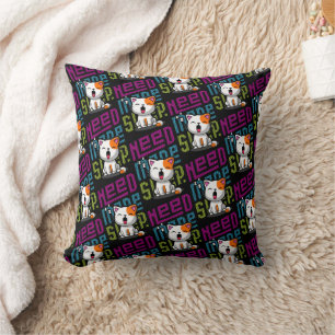 Need more Sleep Funny Cat cute yawn expression Throw Pillow