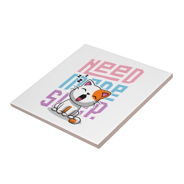 Need more Sleep | Funny Cat cute yawn expression Tile (Side)
