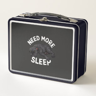 Need More Sleep Tired Dog Illustration for Dog Metal Lunch Box