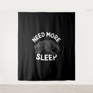 Need More Sleep Tired Dog Illustration for Dog Tapestry