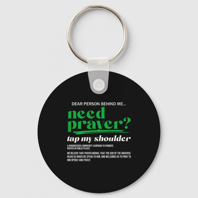 Need Prayer Tap My Shoulder Christian Men Women (o Keychain (Front)