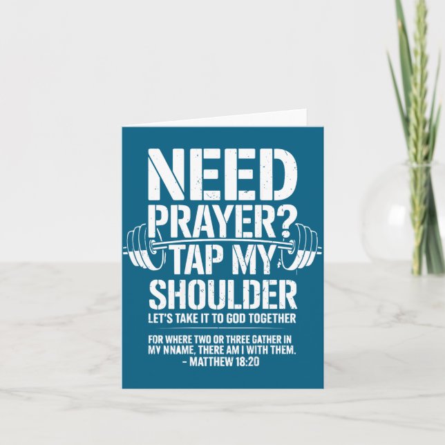Need Prayer Tap My Shoulder Funny Christian Workou Card (Front)