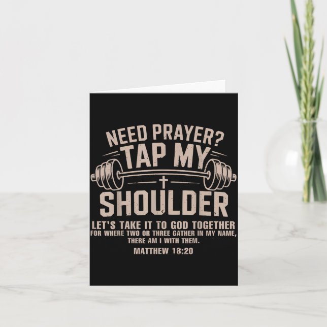 Need prayer tap shoulder christian workout funny card (Front)