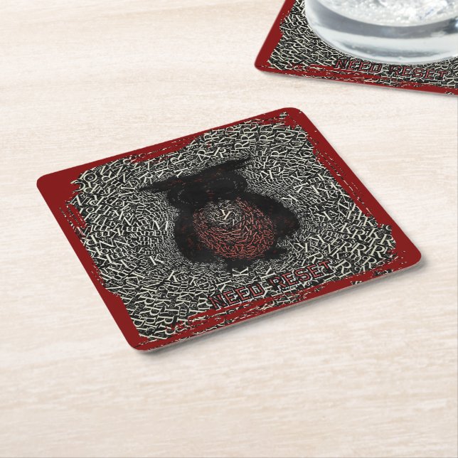 Need reset funny square paper coaster (Angled)