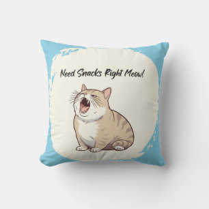 Need Snacks Right Meow Throw Pillow