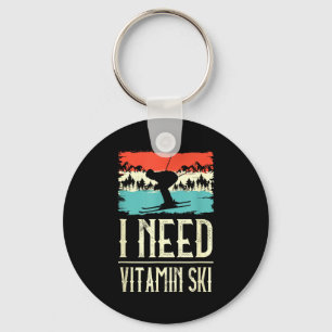 Need vitamin skiing lover ice ski winter sport keychain