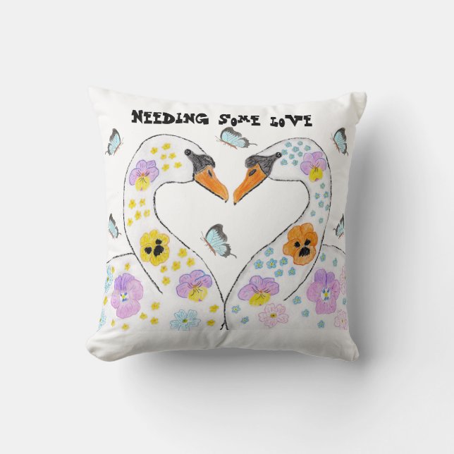 Needing some love Swans Throw Pillow (Front)