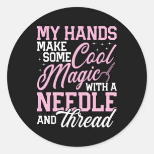 Needle And Thread Cross Stitching Craft Quilting S Classic Round Sticker