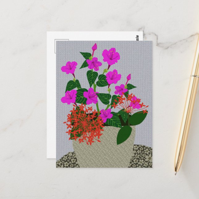 Needle Flower and Four's o'clock Flower Postcard (Front/Back In Situ)