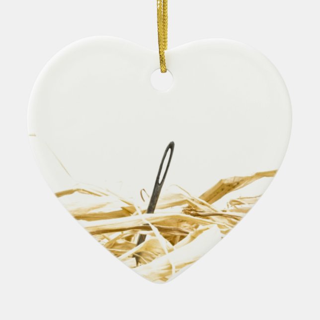 needle in a haystack ceramic ornament (Front)
