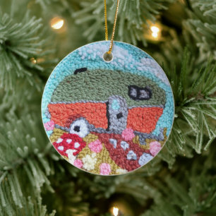 Needle Point Design Camper ornament