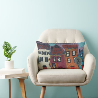 needle punc neighbourhood design pillow/houses lumbar pillow