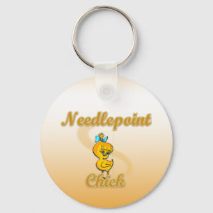Needlepoint Chick Keychain