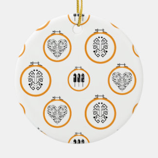 Needlepoint embroidery frames ceramic ornament