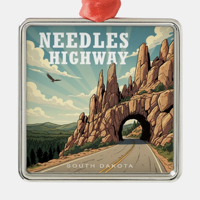 Needles Highway South Dakota Eagle Metal Ornament (Front)