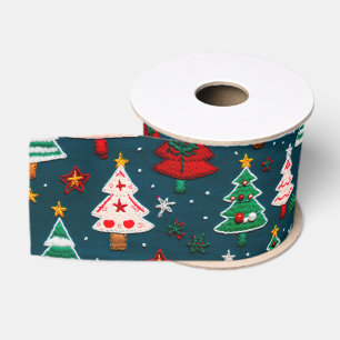 Needlework Christmas Trees Festive Holiday Grosgrain Ribbon