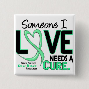 NEEDS A CURE 2 CELIAC DISEASE T-Shirts & Gifts Inch Square Button
