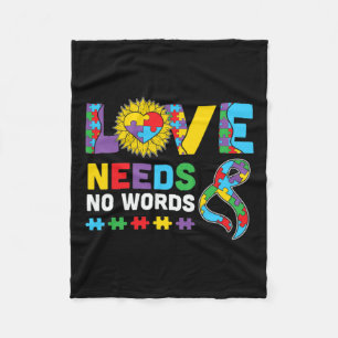 Needs No Word Asl Autism Awareness Sped Teacher Wo Fleece Blanket