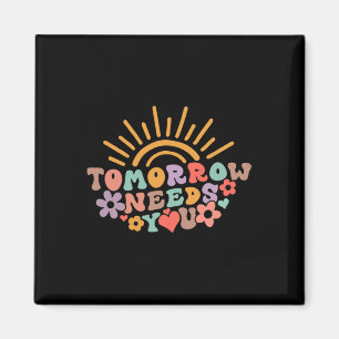 Needs You Mental Health Awareness Groovy Retro  Magnet