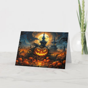 Nefarious Glowing Halloween Horror Pumpkin Card