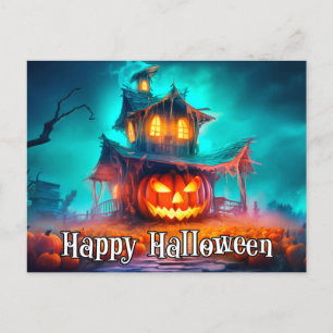 Nefarious Mad Pumpkin Happy Halloween Postcard