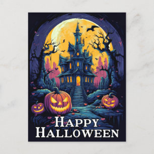 Nefarious Pumpkin Illustration   Happy Halloween Postcard
