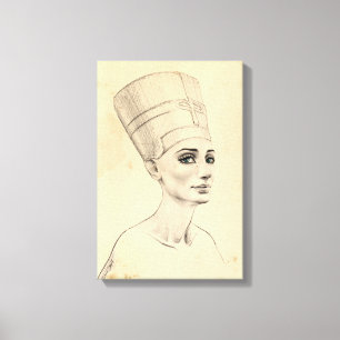Nefertiti portrait drawing Ancient Egypt papyrus Canvas Print