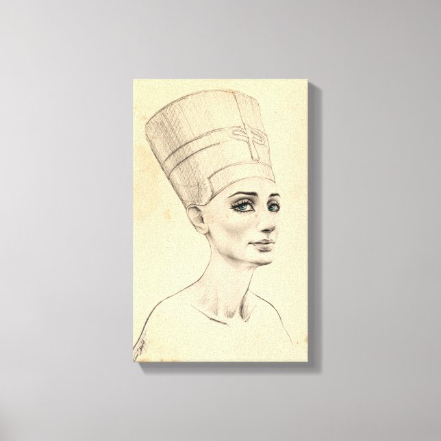 Nefertiti portrait drawing Ancient Egypt papyrus Canvas Print (Front)