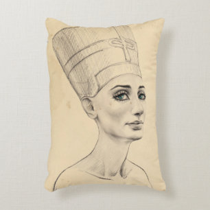 Nefertiti portrait drawing Ancient Egypt papyrus Decorative Pillow