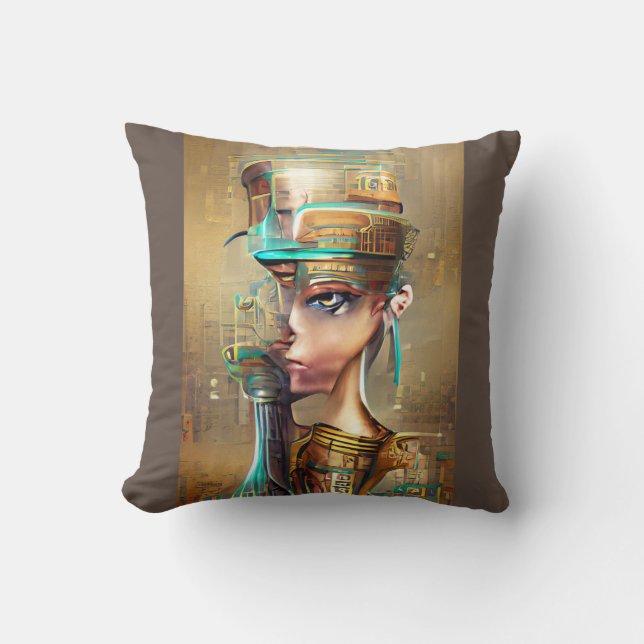 Nefertiti Throw Pillow (Front)