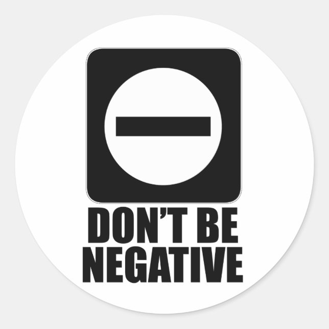 Negative 2 Black Classic Round Sticker (Front)