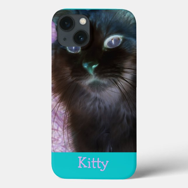 Negative Kitty in Teal and Pink iPad Case (Back)