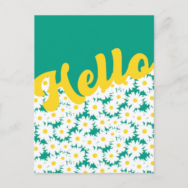 Negative Space Daisies Hello Thinking of You Postcard (Front)