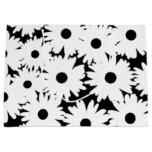 Negative Space Daisies white on black Large Gift Bag
