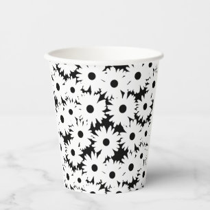 Negative Space Daisies white on black Paper Cups
