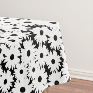 Negative Space Daisies white on black Tablecloth
