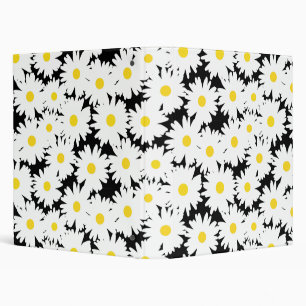 Negative Space Daisies white yellow on black Binder
