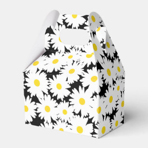 Negative Space Daisies white yellow on black Favor Box
