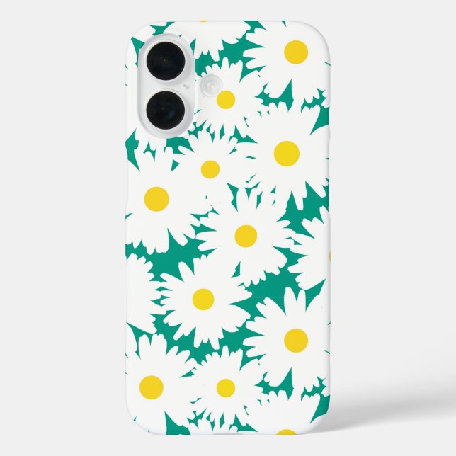 Negative Space Daisies white yellow on green Case-Mate iPhone Case (Back)
